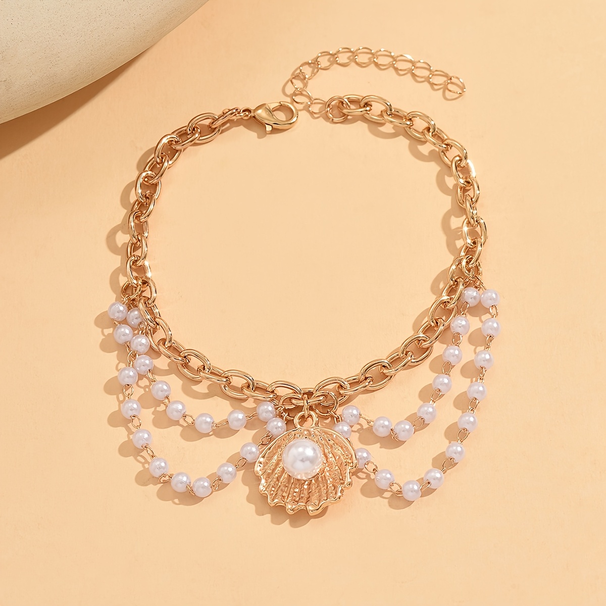 Multi-Layered Ankle Bracelet Beads & Fashion Charm Pendant